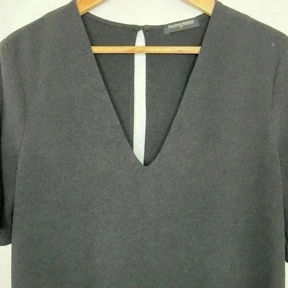 American Apparel Black Dress With Long  Keyhole Back - Picture 2 of 8